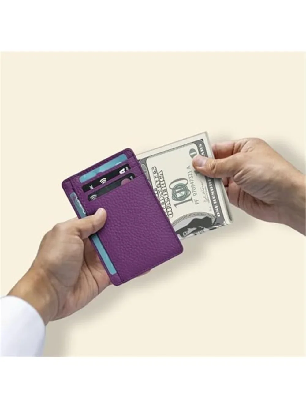 Genuine Leather RFID Slim Wallet Card Holder Minimalist Front Pocket Wallet